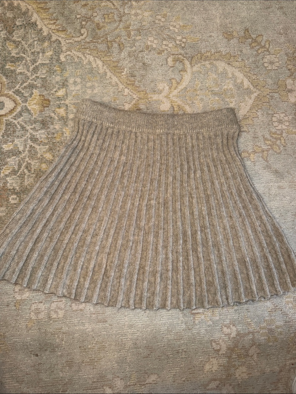 Sincerely Ours Ribbed Knit A-Line Skirt in Light Taupe